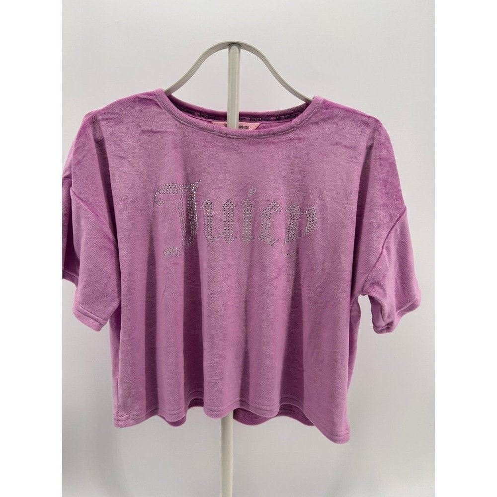 Juicy Couture Pink Velour‎ Crop Top Rhinestone Logo Size M
